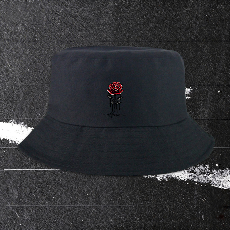Street Fashion Essentials - 1pc Dark Rose Print Fisherman Hat,