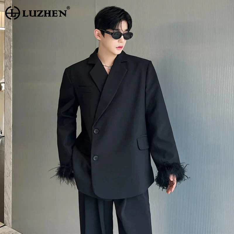 Street Fashion Reviews - LUZHEN Men's Fashion Coat Feather Blazer
