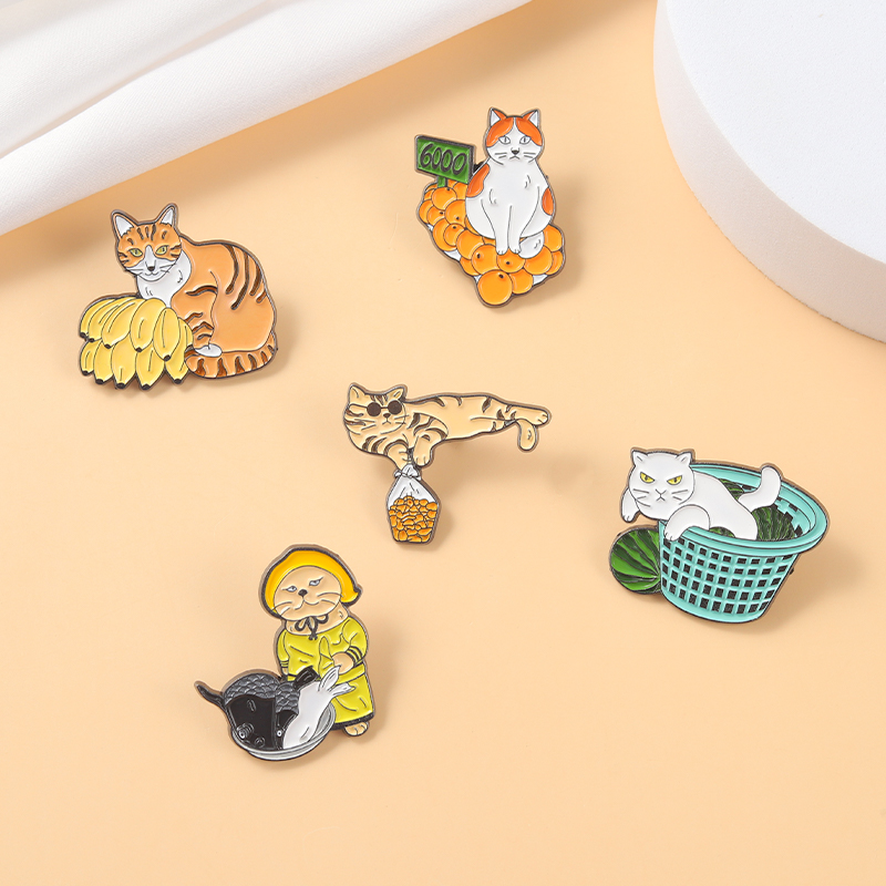 Street Fashion Vendors - Funny Street Stall Cats Enamel Pins