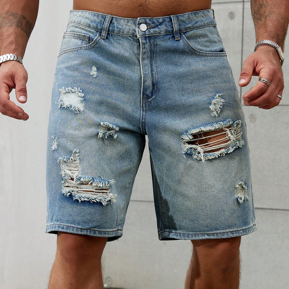 Street Fashion Jeans Men - New Fashion Mens Ripped Short Jeans