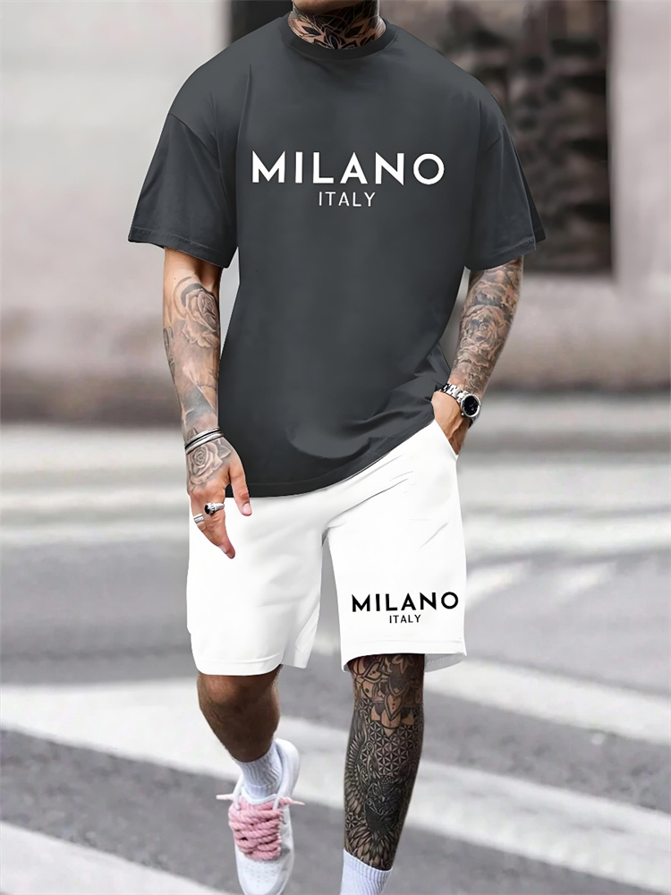 Street Fashion Milano - Two-piece Milano Print Men's Set Summer