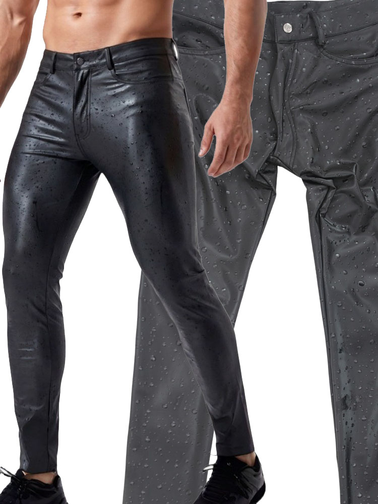 Street Fashion Jeans Men - 3D Water Drop Print Elastic PU
