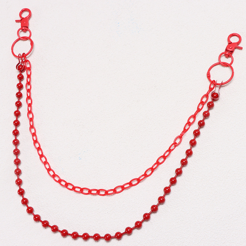 Bright Red Beaded Multi‑Layer  - đánh giá và giá Street Fashion Hip Hop