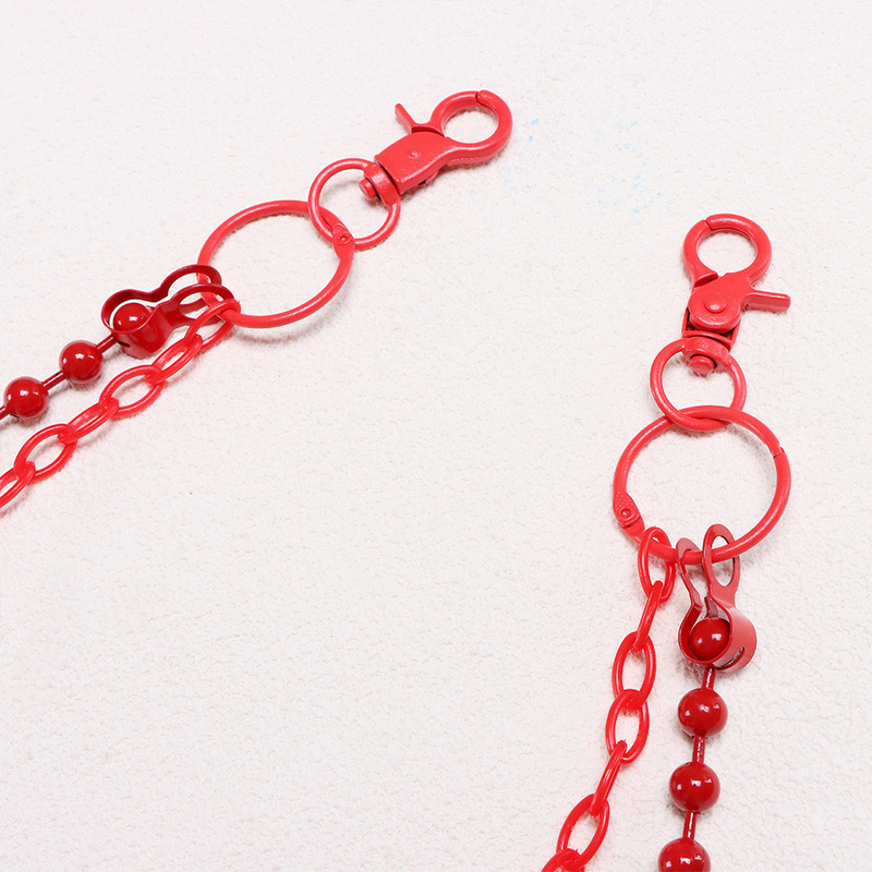 Bright Red Beaded Multi‑Layer  - đánh giá và giá Street Fashion Hip Hop