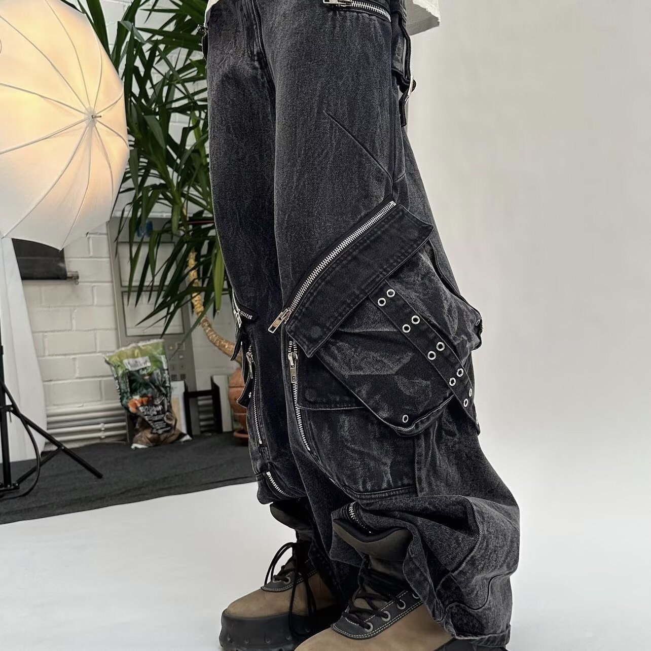 Y2K Black Gothic Punk Multi-Po - đánh giá và giá Street Fashion Jeans Men
