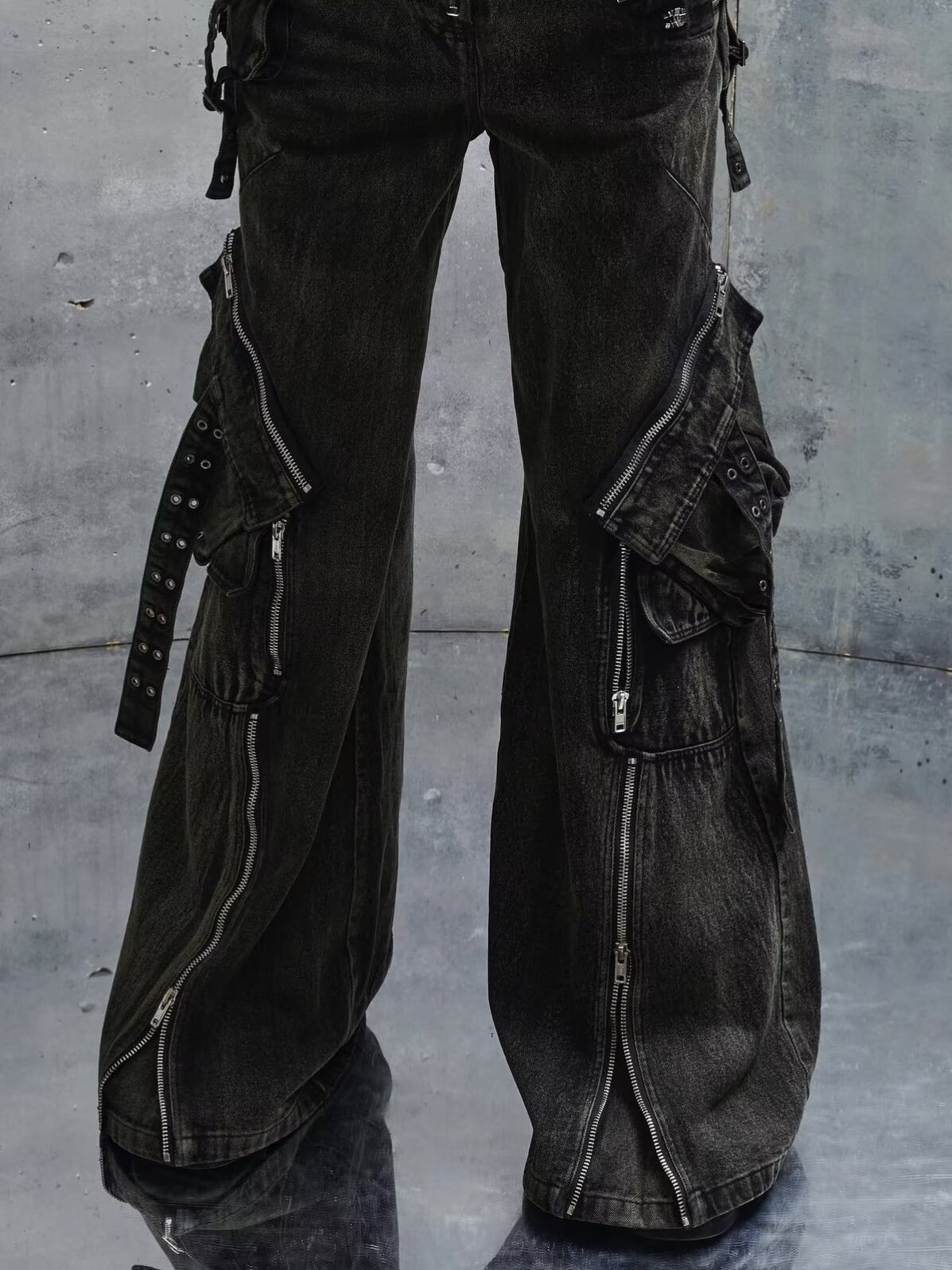 Y2K Black Gothic Punk Multi-Po - đánh giá và giá Street Fashion Jeans Men