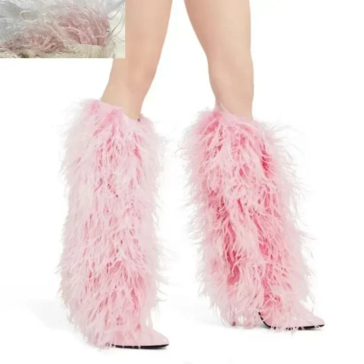 Imitation Wool Knee High Boots - đánh giá và giá Street Fashion Magazines