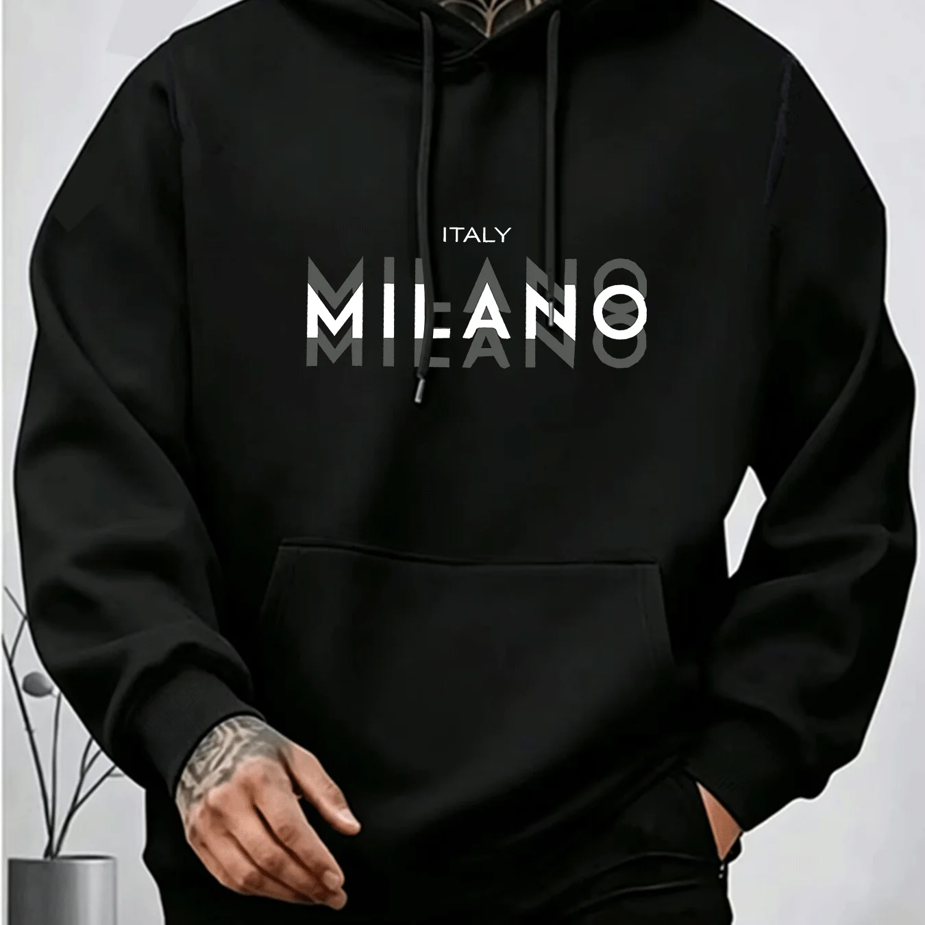 Men's MILANO Letter Print Hood - đánh giá và giá Street Fashion Milano