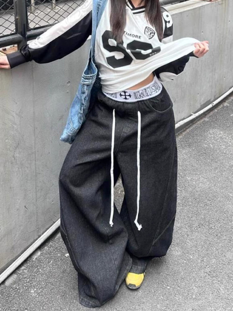 American retro spliced waist j - đánh giá và giá Street Fashion Jeans Men